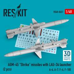 AGM-45 Shrike missiles with LAU-34 launcher (2 pcs) (3D Printed) / 1:48, Reskit, RS480451