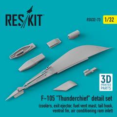 F-105 Thunderchief detail set (coolers, exit ejector, fuel vent mast, tail hook,ventral fin, air con, Reskit, RSU320073