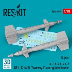 GBU-12 (A,B) Paveway I laser guided bombs (2 pcs) (3D Printed) / 1:48, Reskit, RS480449