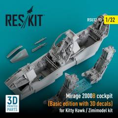 Mirage 2000B cockpit (Basic edition with 3D decals) for Kitty Hawk / Zimimodel kit (3D Printed) / 1:, Reskit, RSU320093