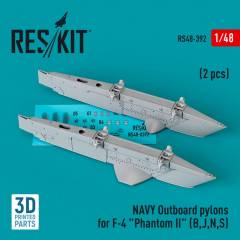NAVY Outboard pylons for F-4 Phantom II (B,J,N,S) (2 pcs) (3D Printed) / 1:48, Reskit, RS480392