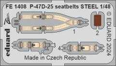 P-47D-25 seatbelts STEEL - Miniart - / 1:48, Eduard, EDFE1408