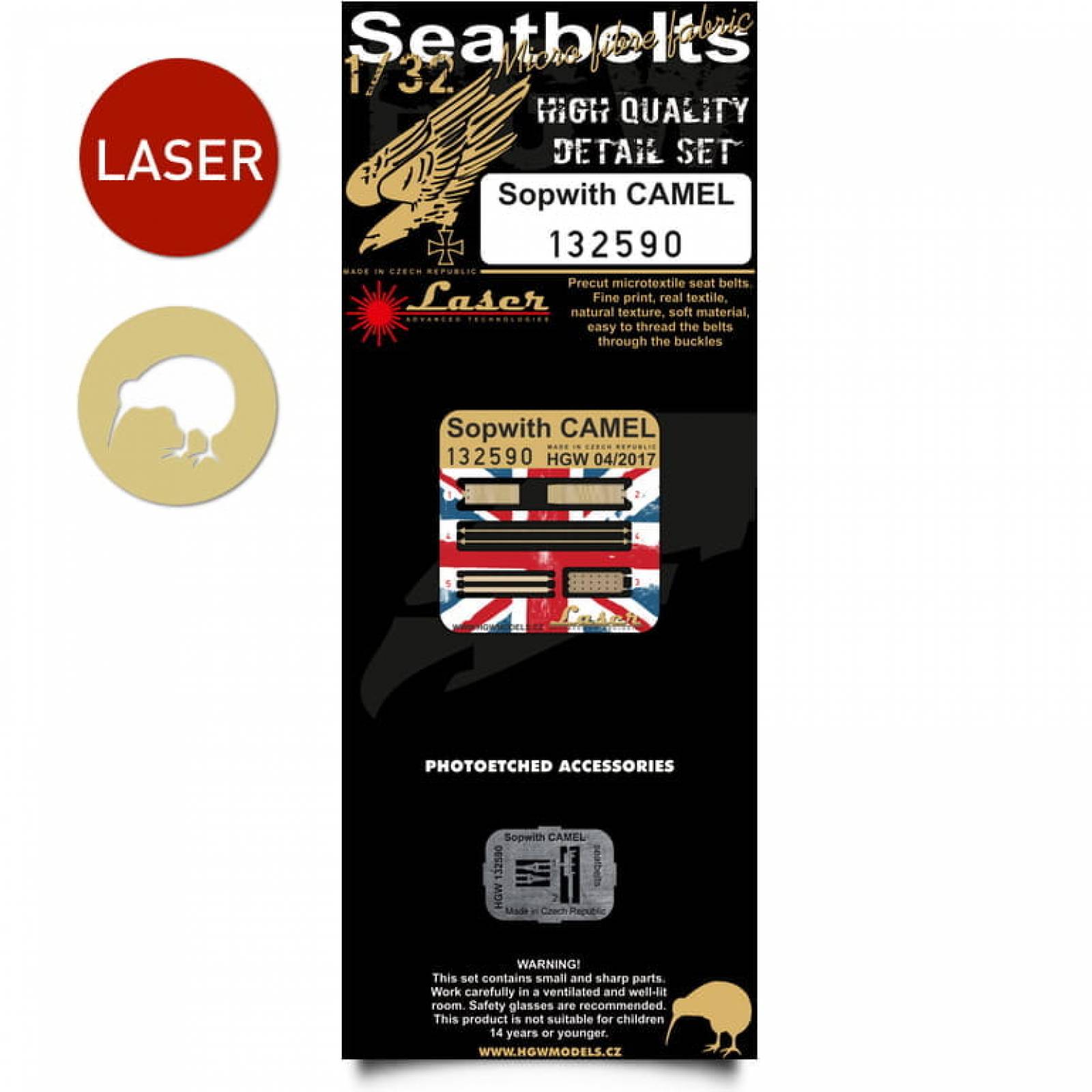 HGW 1/32 Seatbelts set w/PE buckles for Sopwith Camel by Wingnut Wings - 132590 HGW 1/32 Seatbelts set w/PE buckles for Sopwith Camel by Wingnut Wings - 132590